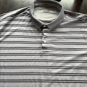 Basic edition, big and tall gray and black stripe button collared golf shirt 4XL